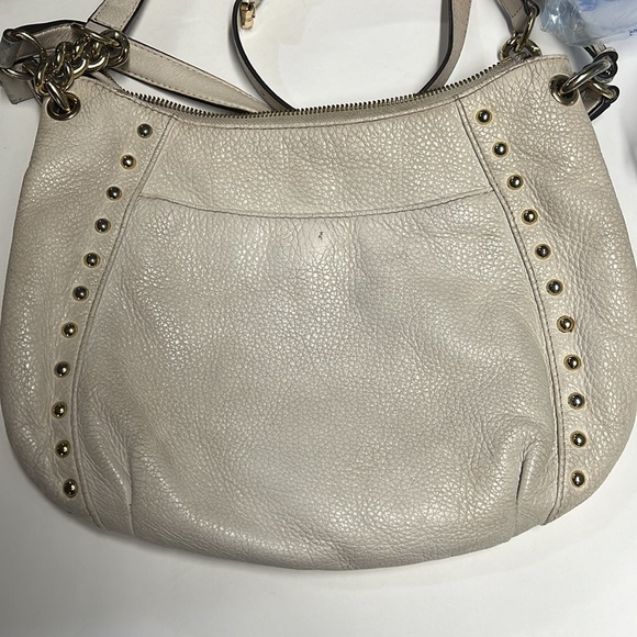 MICHAEL KORS Grey Leather Satchel Crossbody Bag With Silver Studs and Rivets - Picture 15 of 15